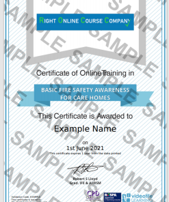 Fire Safety Care Homes Sample Certificate